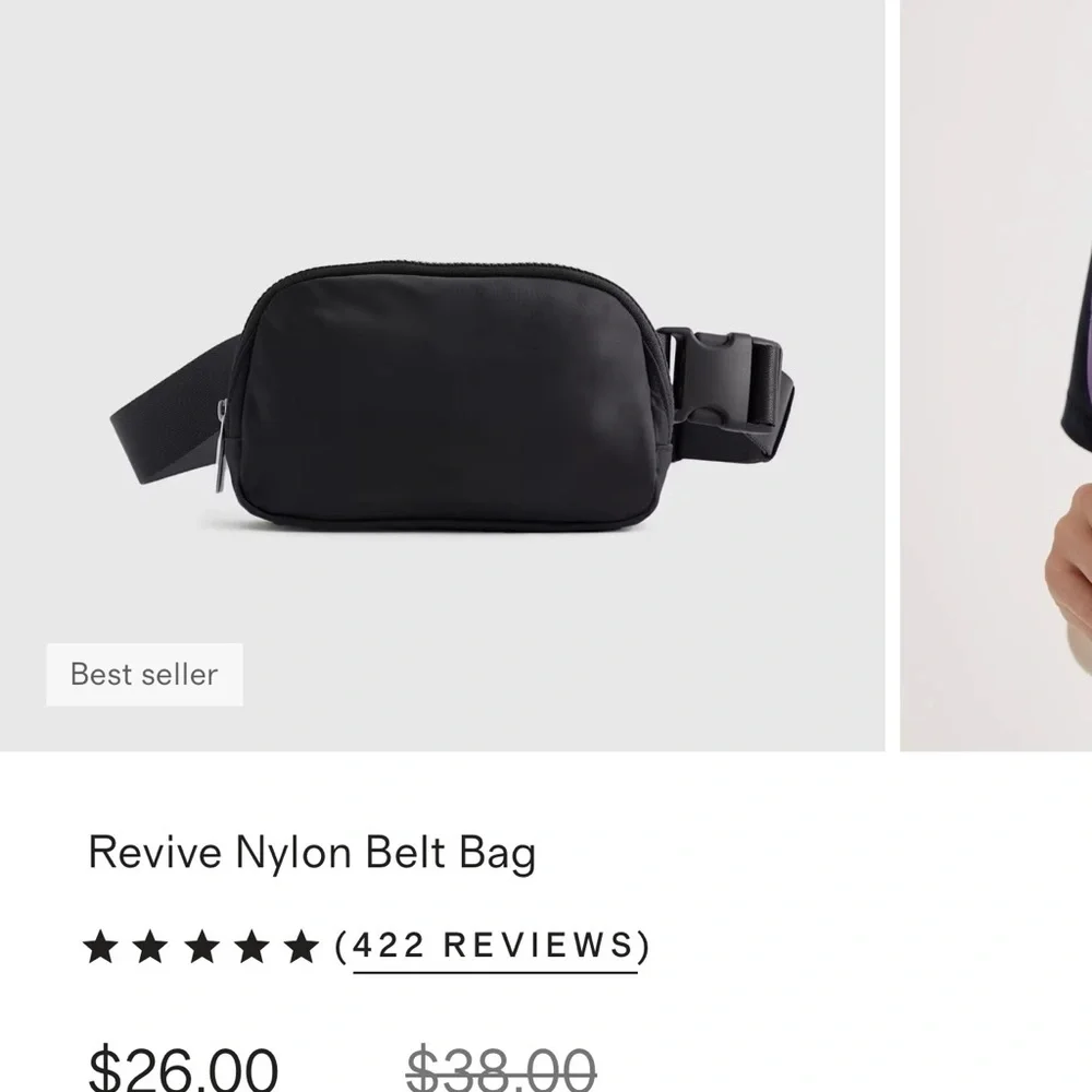 Quince Nylon Black Belt Bag - Picture 7 of 7
